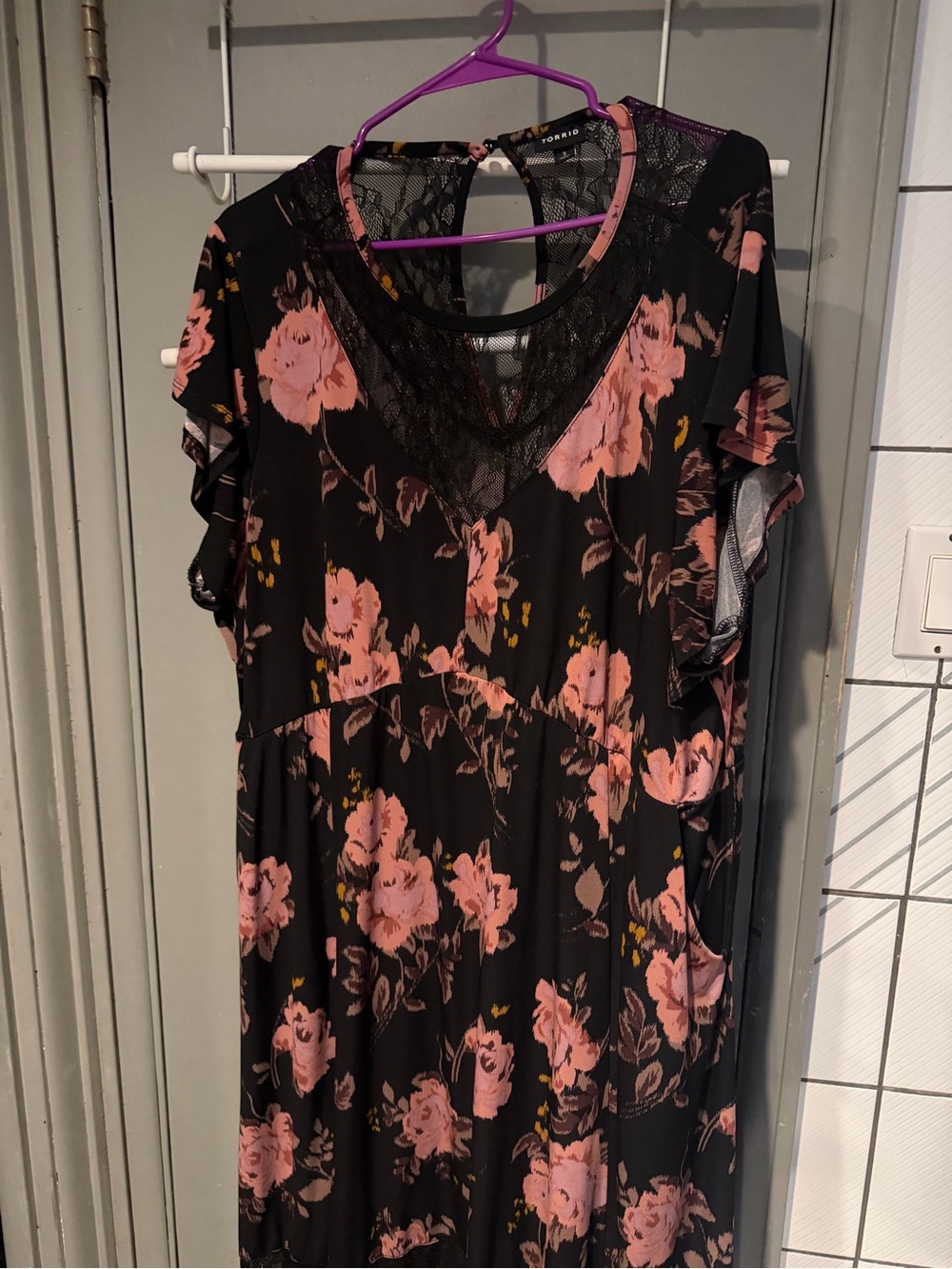 torrid Black Maxi Dress with Pink Floral Print